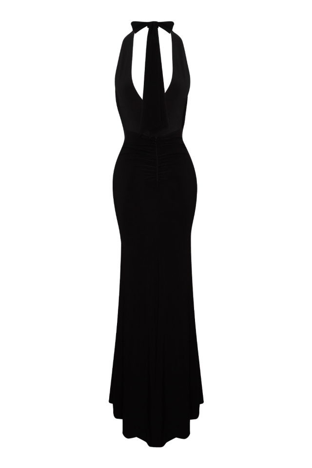 Zola Siyah Maxi Boy Yırtmaçlı Elbise TWL3