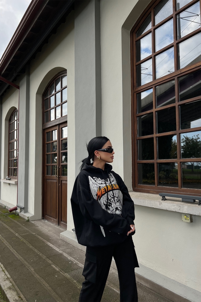 Siyah Metallica Hoodie Sweat ATE2265