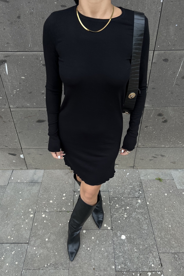 Siyah Basic Elbise ATE2474