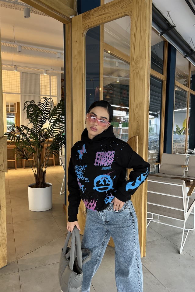 Siyah Önü Baskılı Sweat ATE3351