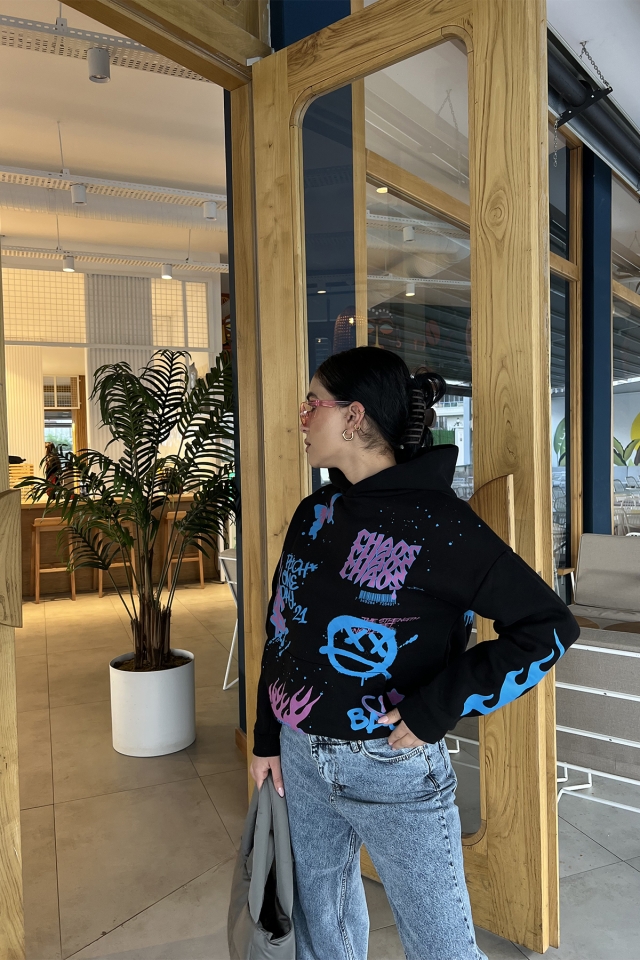 Siyah Önü Baskılı Sweat ATE3351