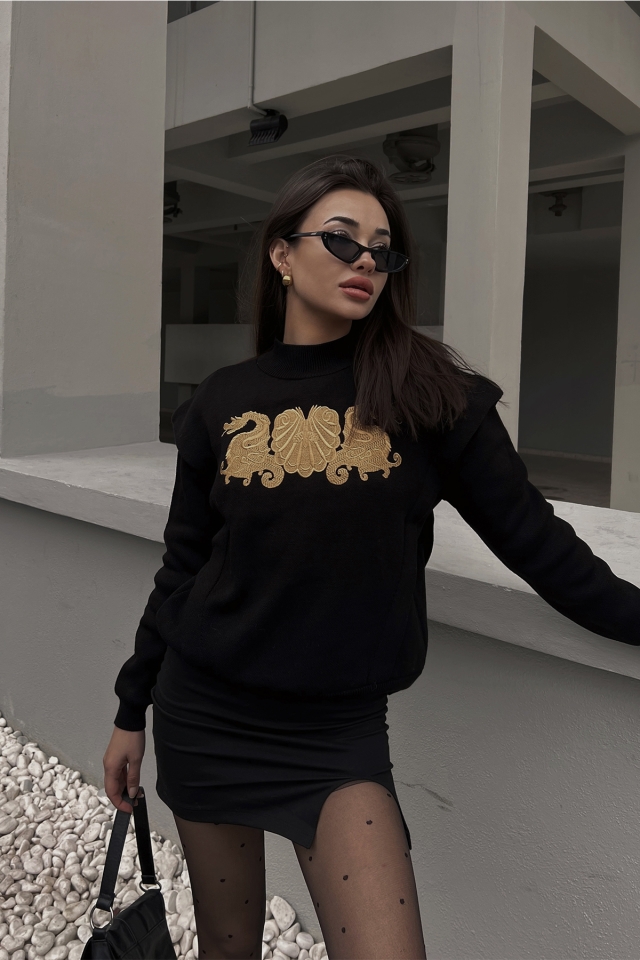 Siyah Önü Baskılı Sweat ATE3667