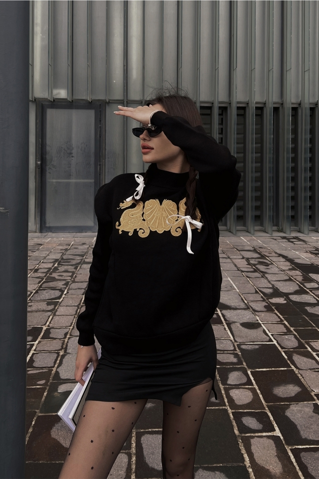 Siyah Önü Baskılı Sweat ATE3667