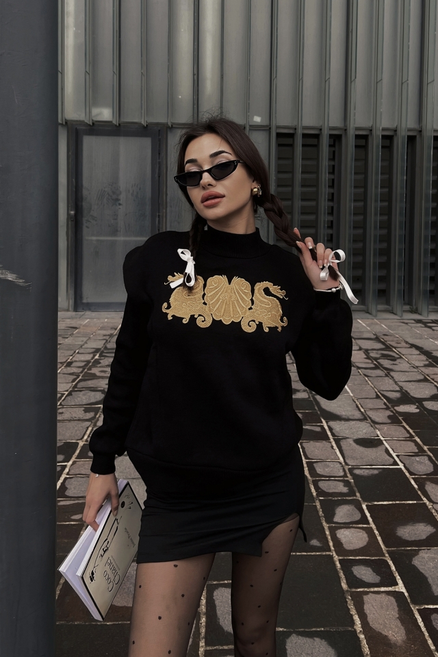 Siyah Önü Baskılı Sweat ATE3667