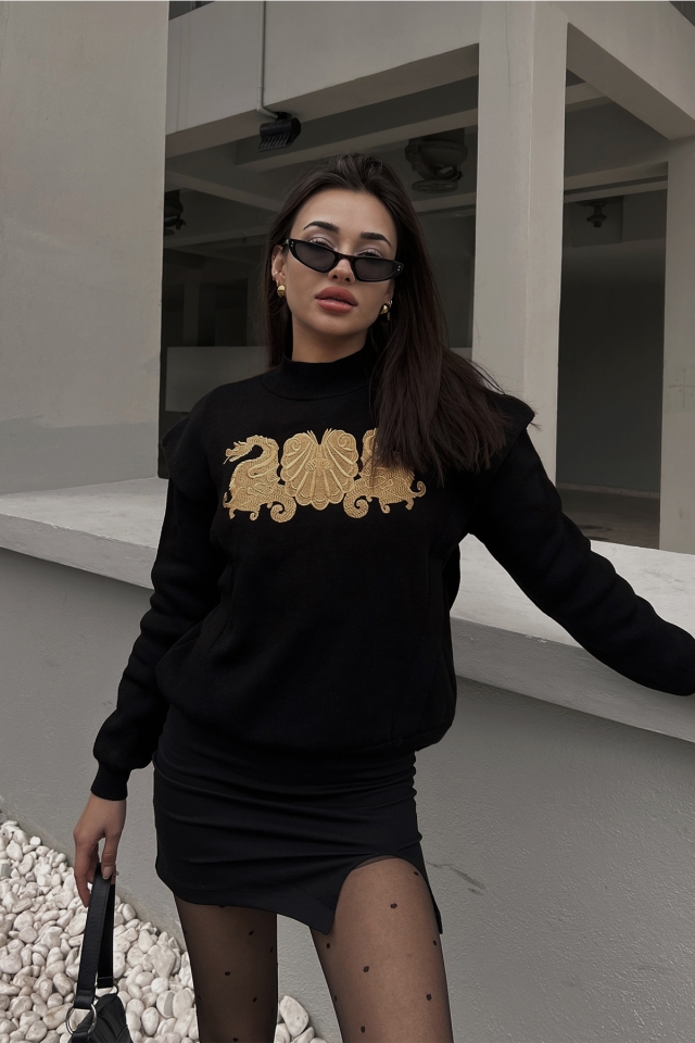 Siyah Önü Baskılı Sweat ATE3667