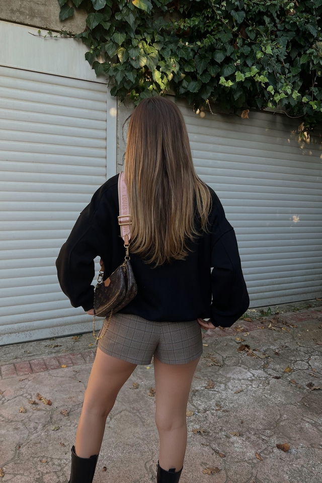 Siyah Oversize Basic Sweat ATE2483