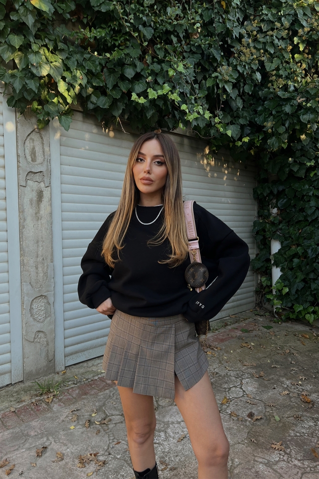 Siyah Oversize Basic Sweat ATE2483