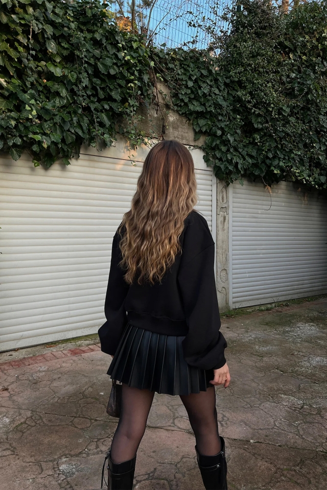 Siyah Oversize Basic Sweat ATE3132