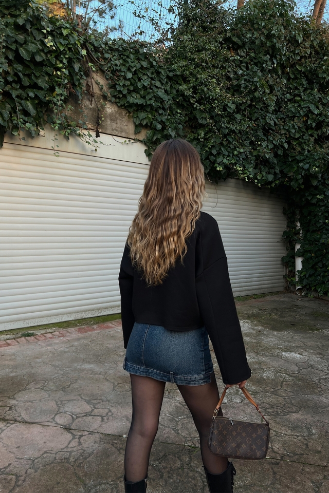 Siyah Oversize Basic Sweat ATE3176