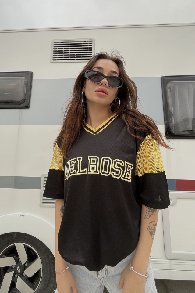 Siyah Oversize Baskılı Tişört ATE6686