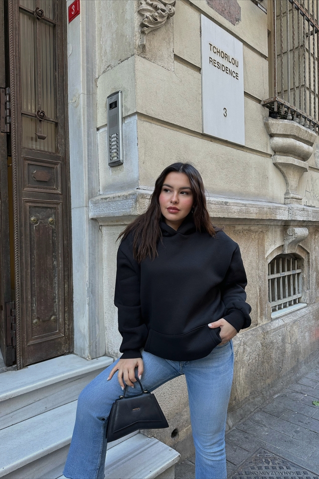 Siyah Oversize Sweat ATE3500