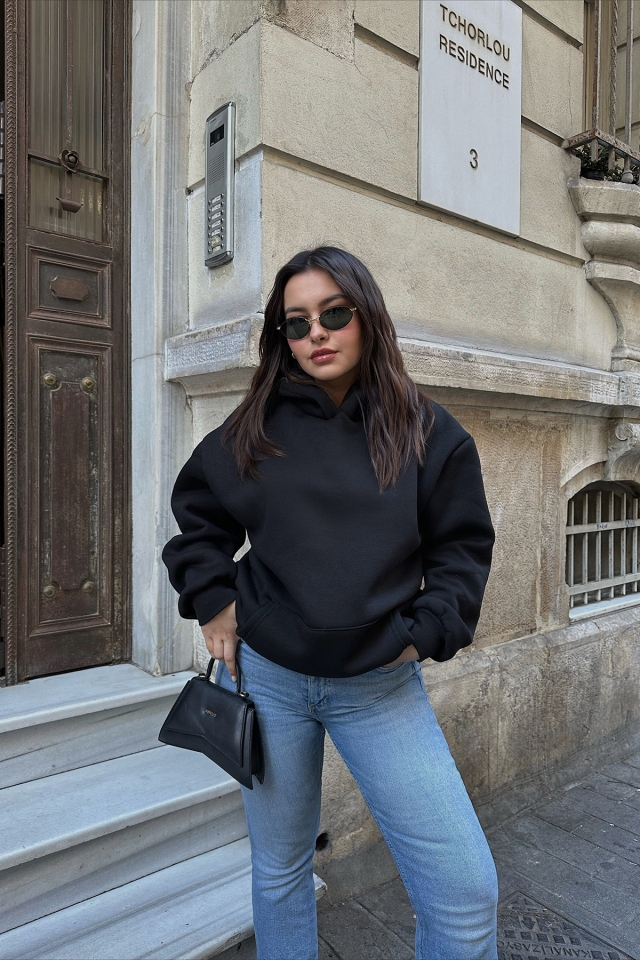 Siyah Oversize Sweat ATE3500