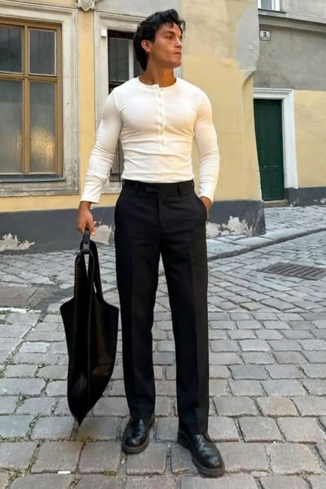 Siyah Palazzo Yüksek Bel Pantolon ATE-3244 - EYYO