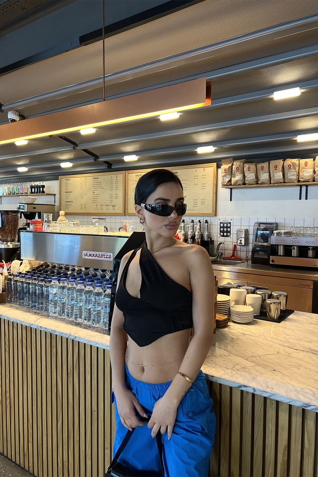 Siyah Pencere Detay Crop Top ATE3286