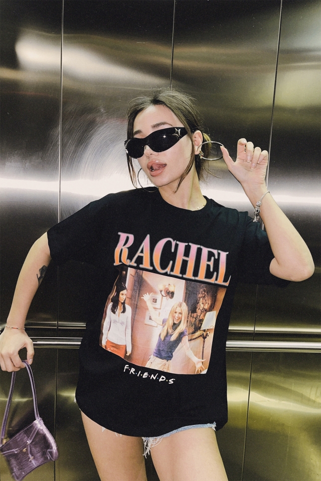 Siyah Rachel Baskılı Tişört ATE4640 - KALİMERA