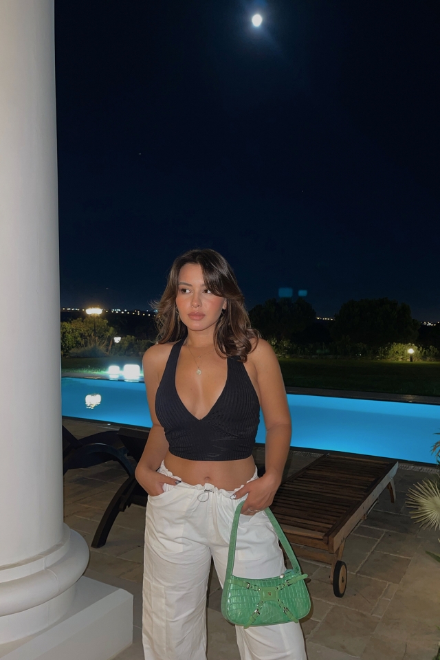 Siyah Sırt Detay Crop Top ATE1926 - İHRACAT