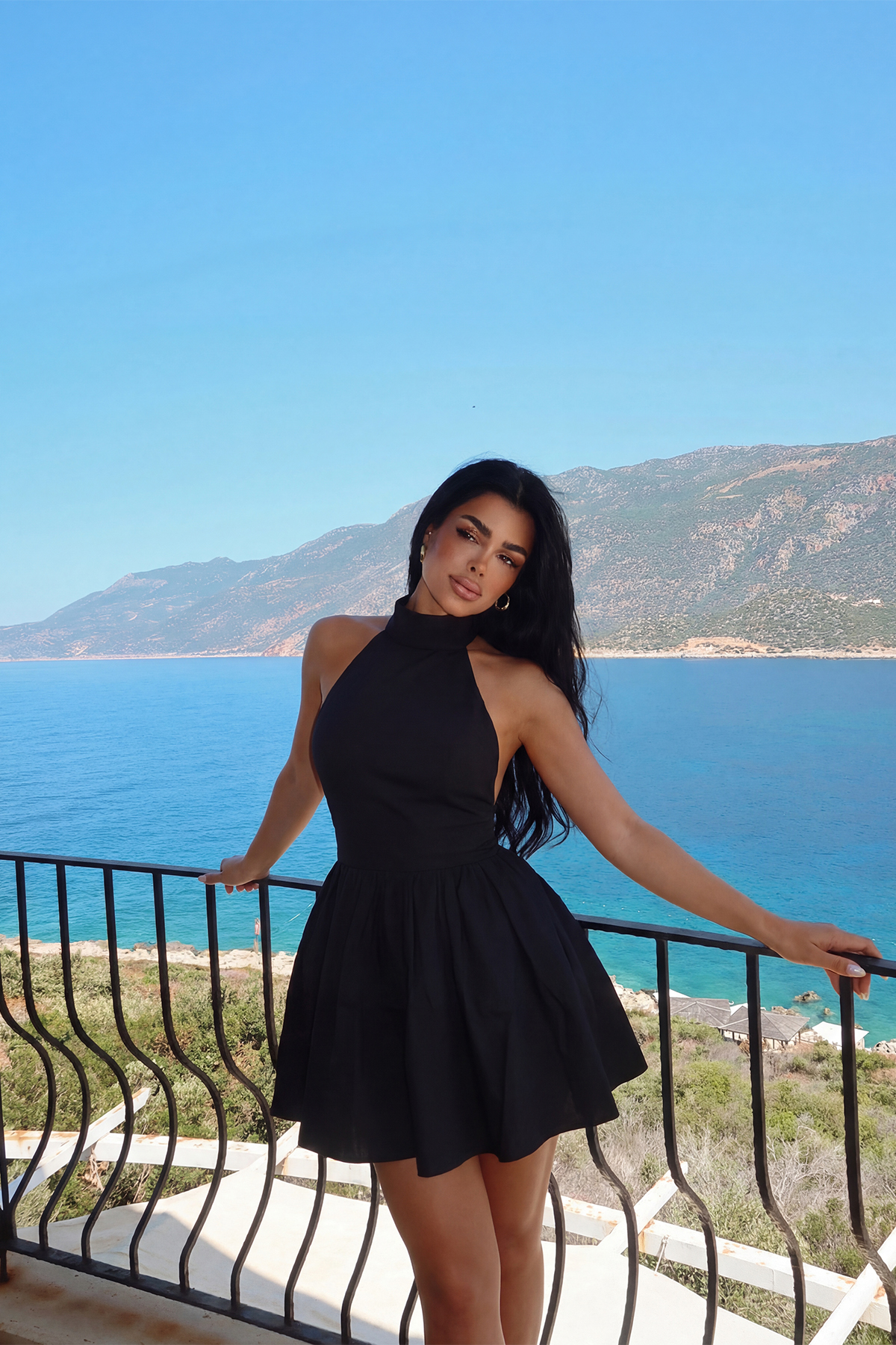 Siyah Belluno Mini Sırtı Açık Elbise ATE-3487