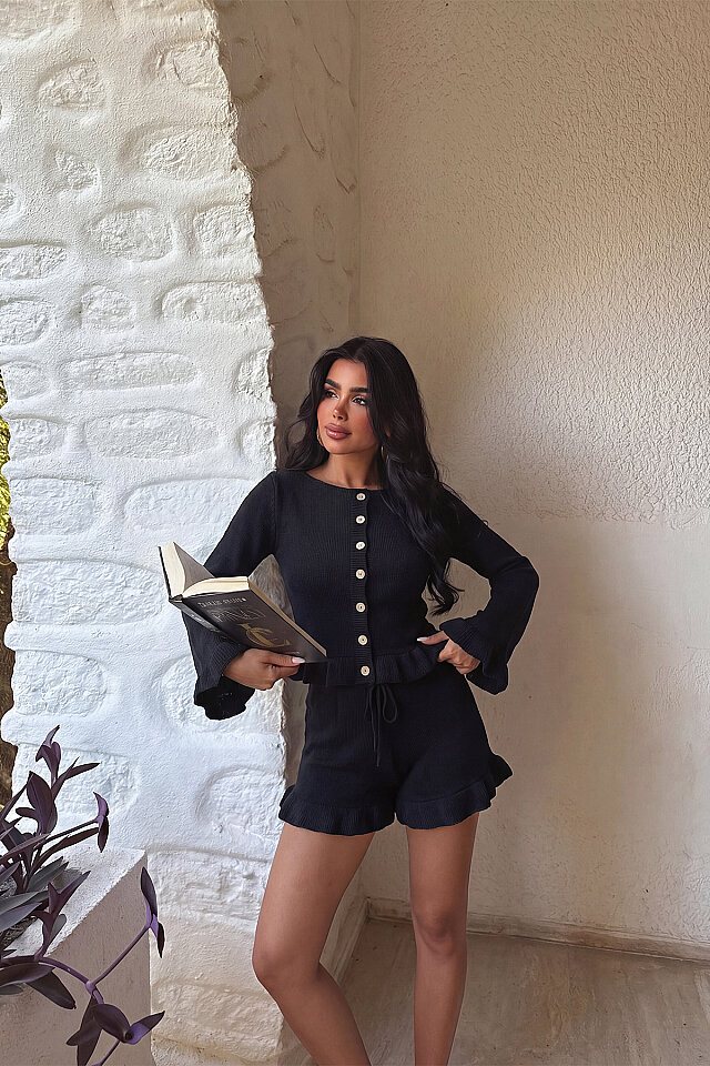 Siyah Soft Knit Takım