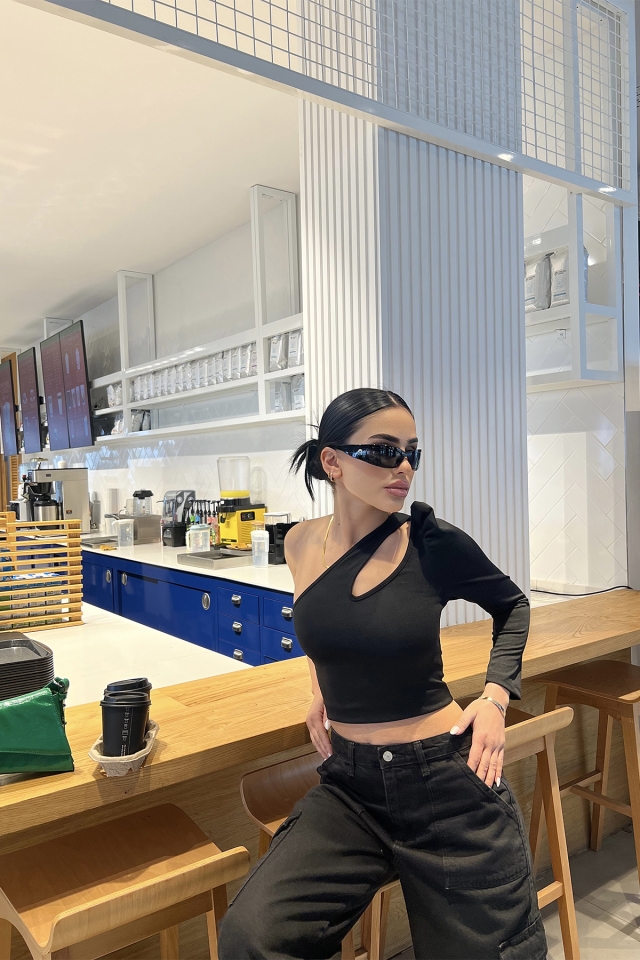 Siyah Tek Kol Bluz ATE3801 - TİLLE