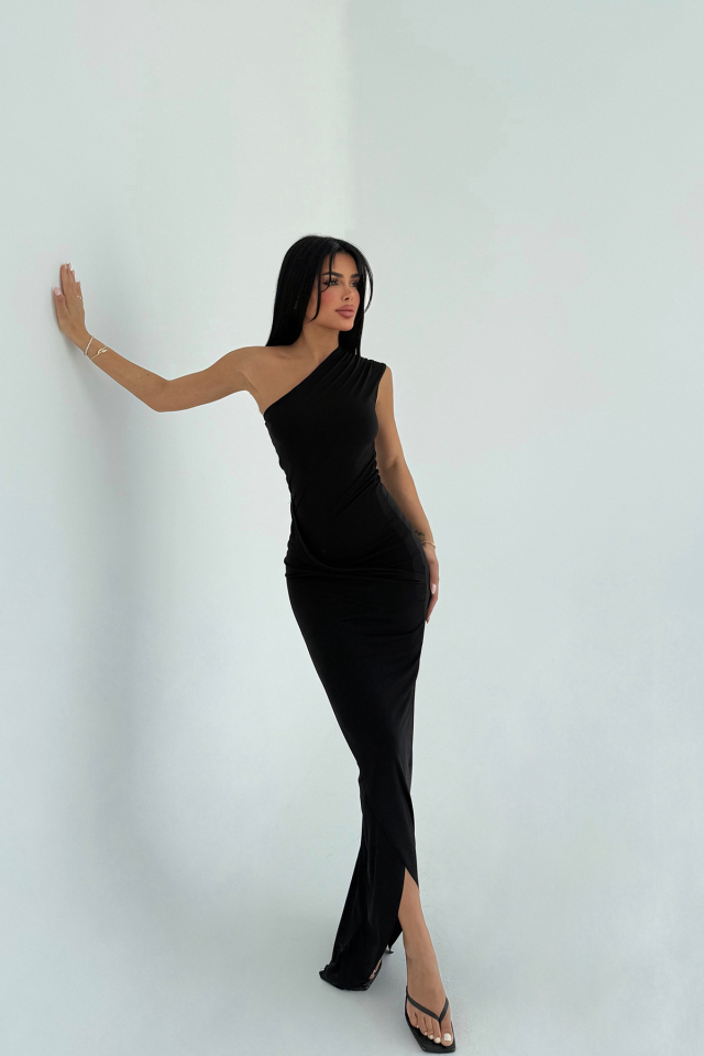 Siyah Eldoris Straplez Elbise ATE-1556