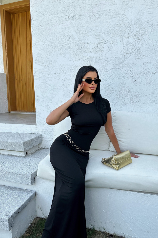 Siyah Uzun Elbise ATE8337