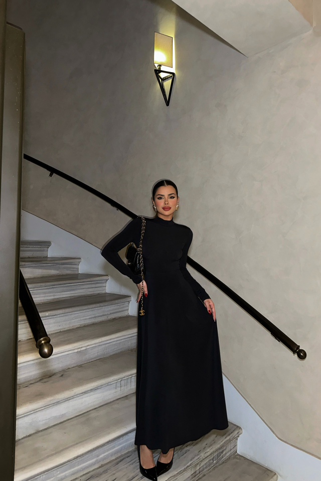 Siyah Uzun Kol Elbise ATE-0674