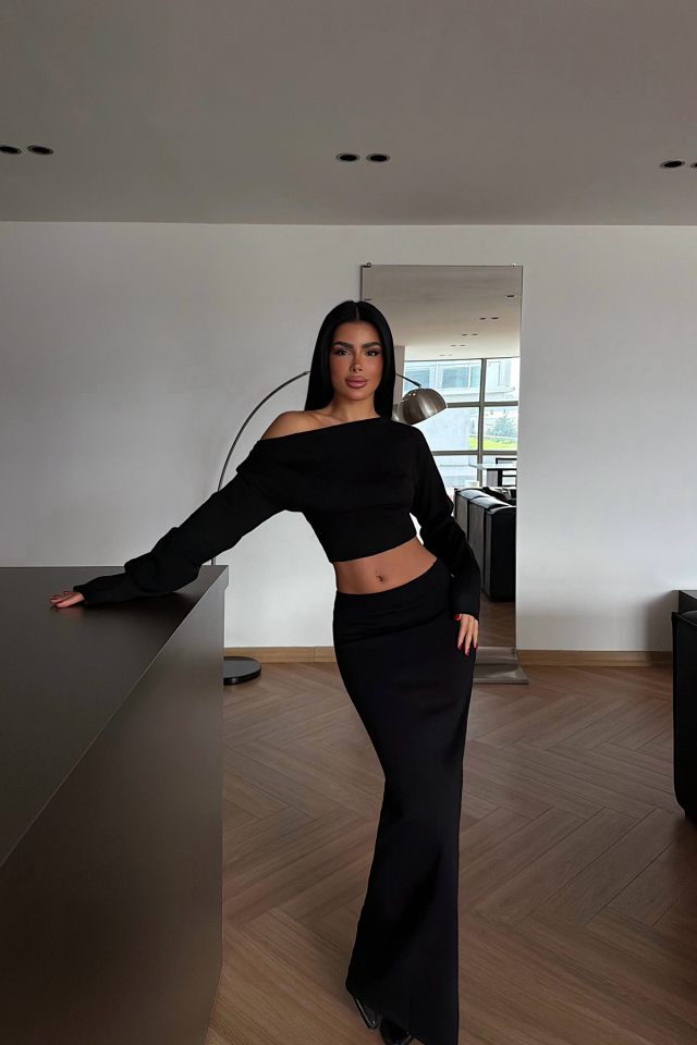 Siyah Slayha Triko Takım ATE-4066 - EYYO