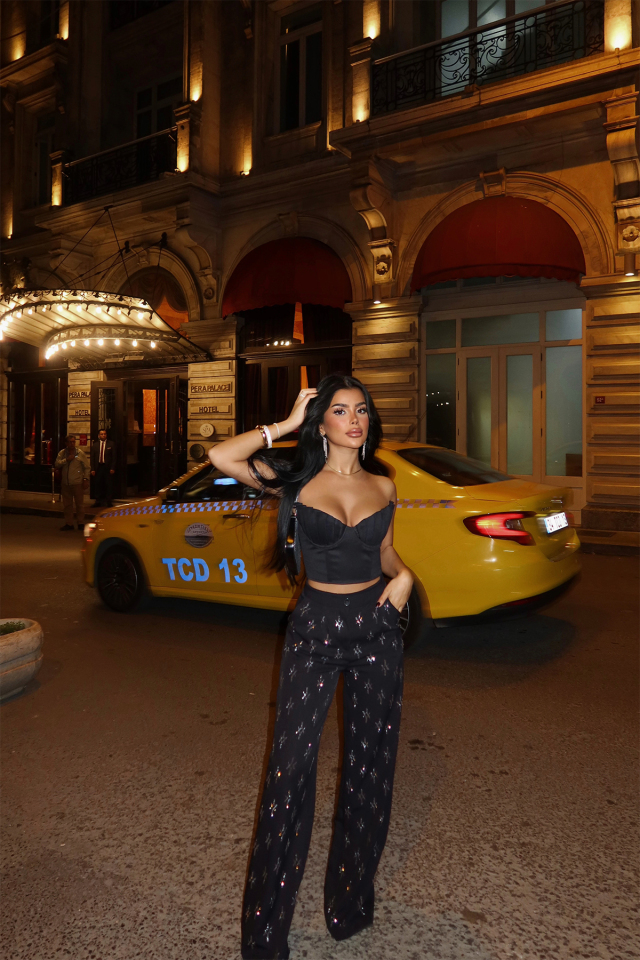 Siyah Phila Taş Parıltılı Pantolon ATE-1505 - EYYO