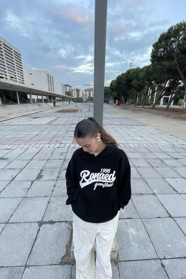 Siyah 1988 Baskılı Sweat