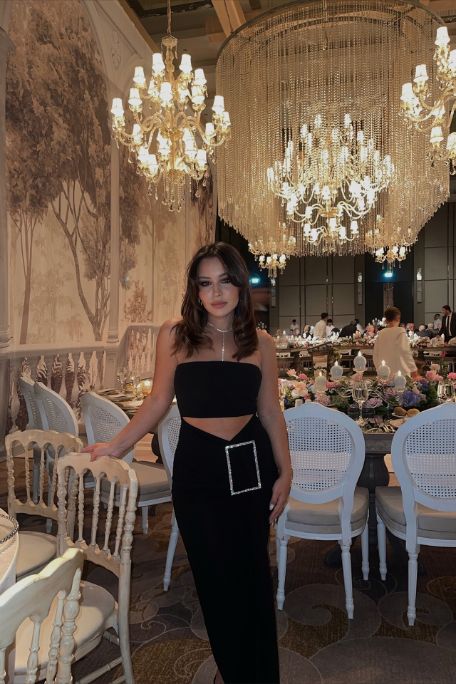 Diana Siyah Taş Detay Elbise ATE1980 - EYYO ATELIER