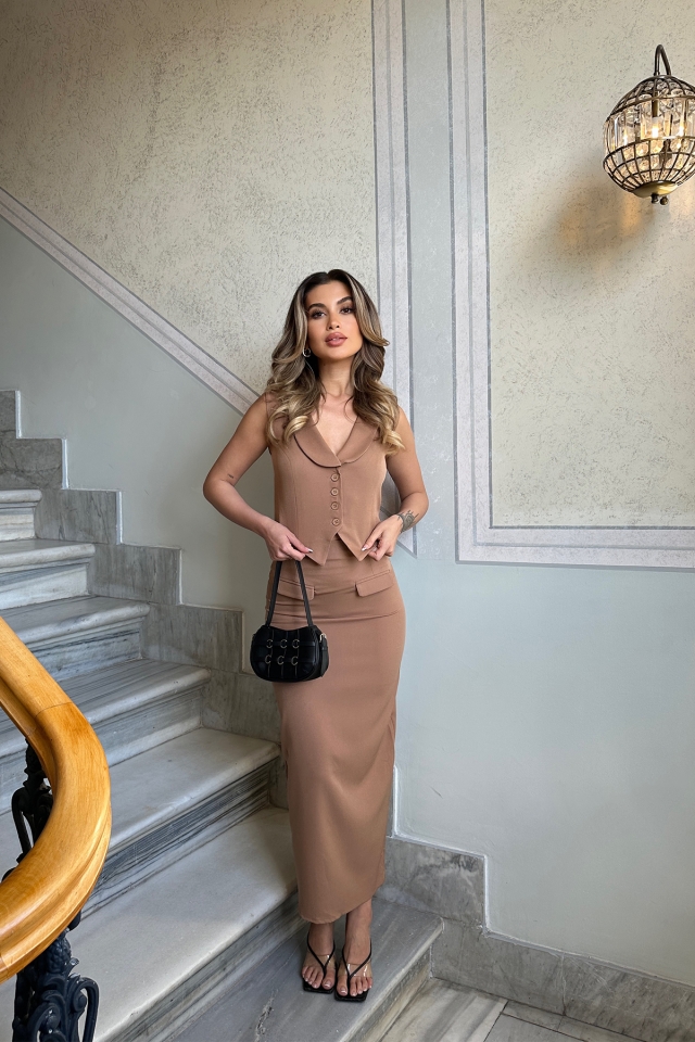 Taba Önü Düğmeli Etekli Takım ATE6309 - EYYO