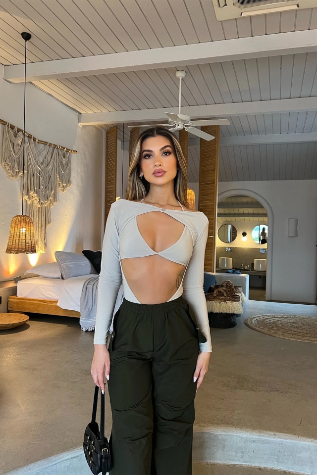 Taş Derin Dekolteli Bodysuit ATE4588