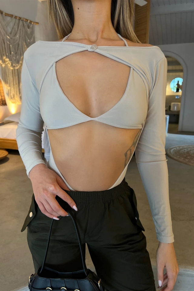 Taş Derin Dekolteli Bodysuit ATE4588