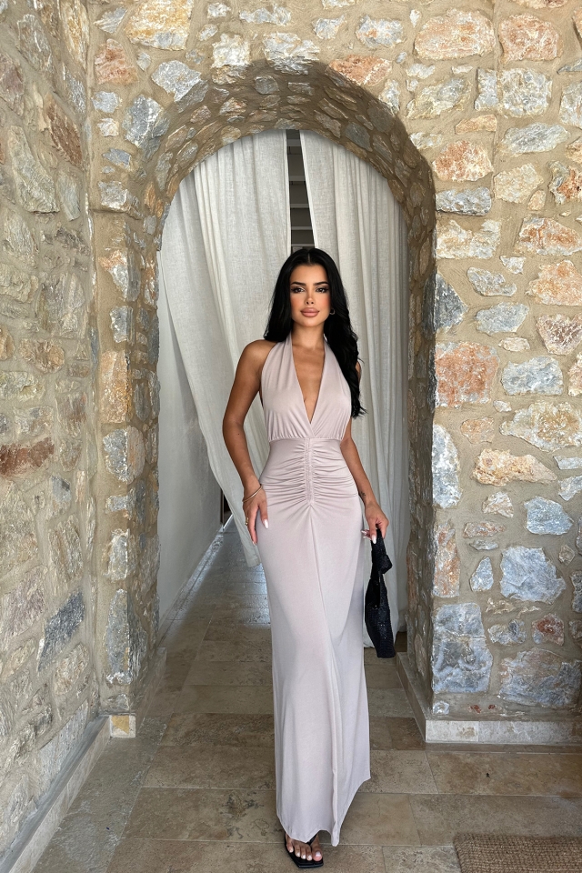 Taş Basic Büzgülü Uzun Elbise ATE8177