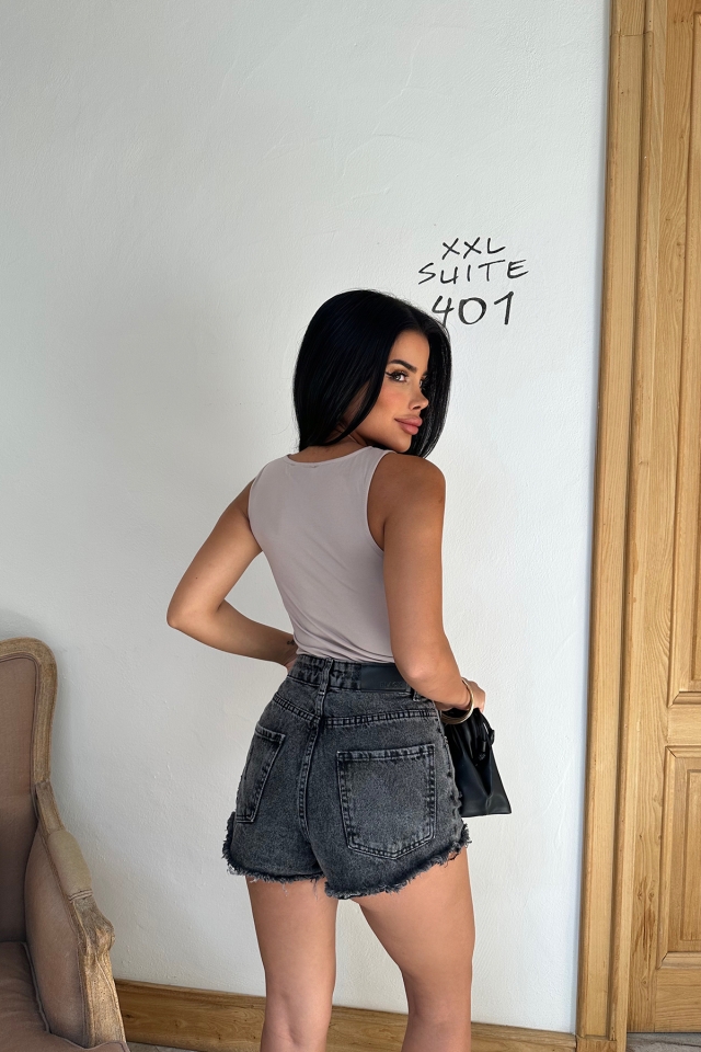 Taş Önden Bağlamalı Crop Top ATE7906