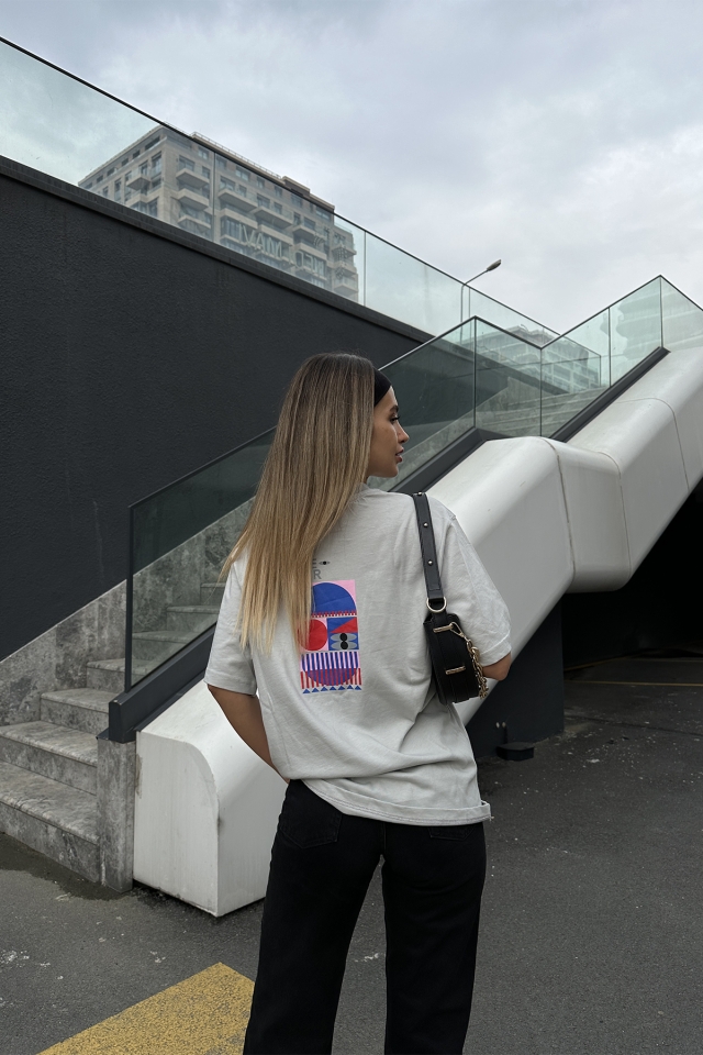 Taş Oversize Baskılı Tişört ATE5192 - EYYO