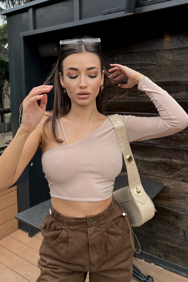Taş Tek Kol Crop Top ATE3068