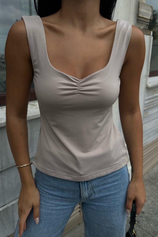 Taş Yırtmaç Detay Crop Top ATE7952
