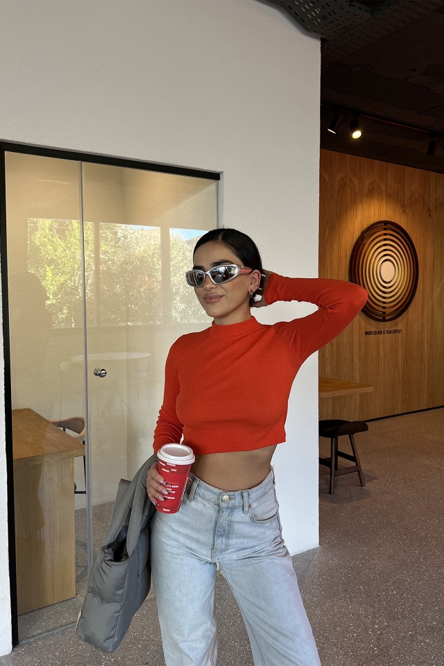 Turuncu Basic Crop Top ATE3236