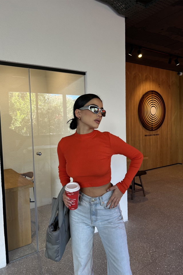 Turuncu Basic Crop Top ATE3236