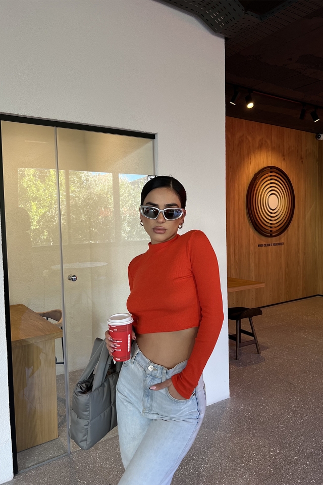 Turuncu Basic Crop Top ATE3236