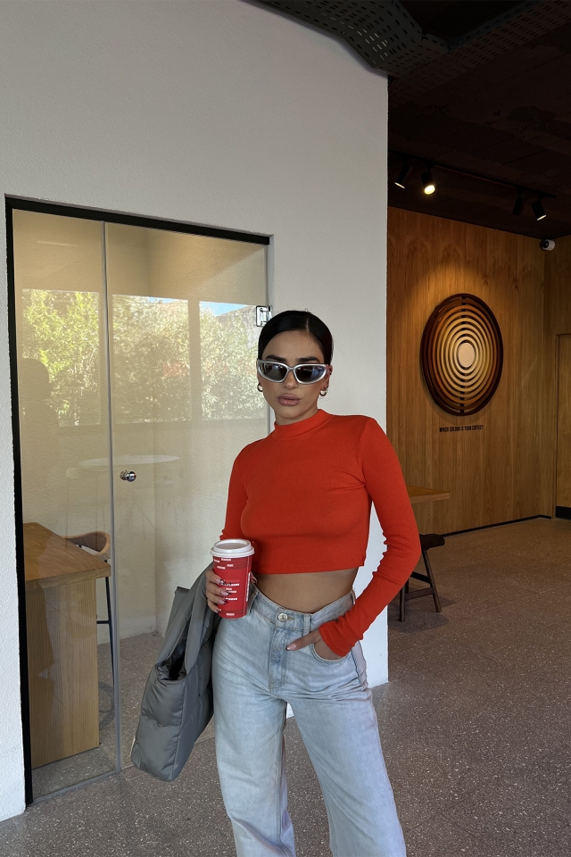 Turuncu Basic Crop Top ATE3236