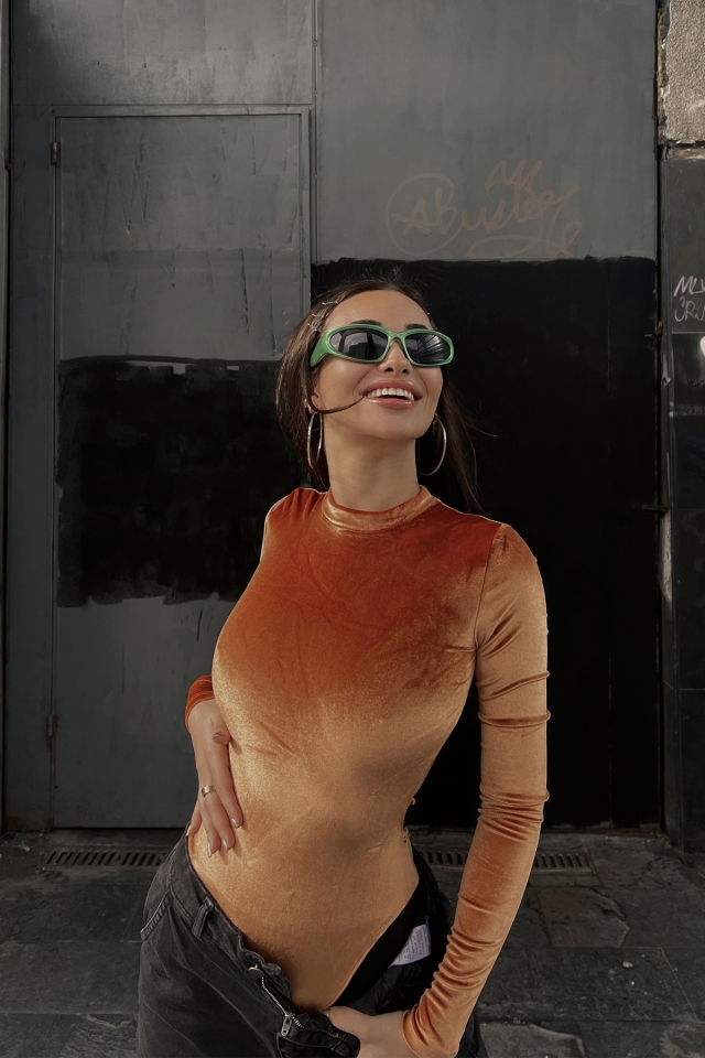 Turuncu Sırt Detay Bodysuit ATE3527