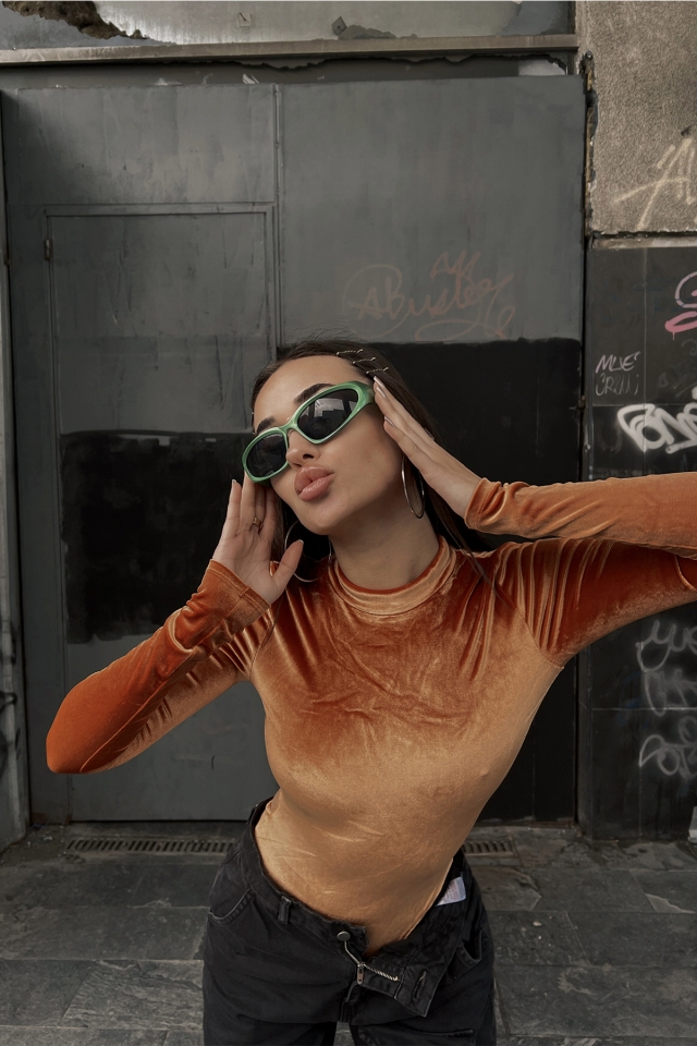 Turuncu Sırt Detay Bodysuit ATE3527