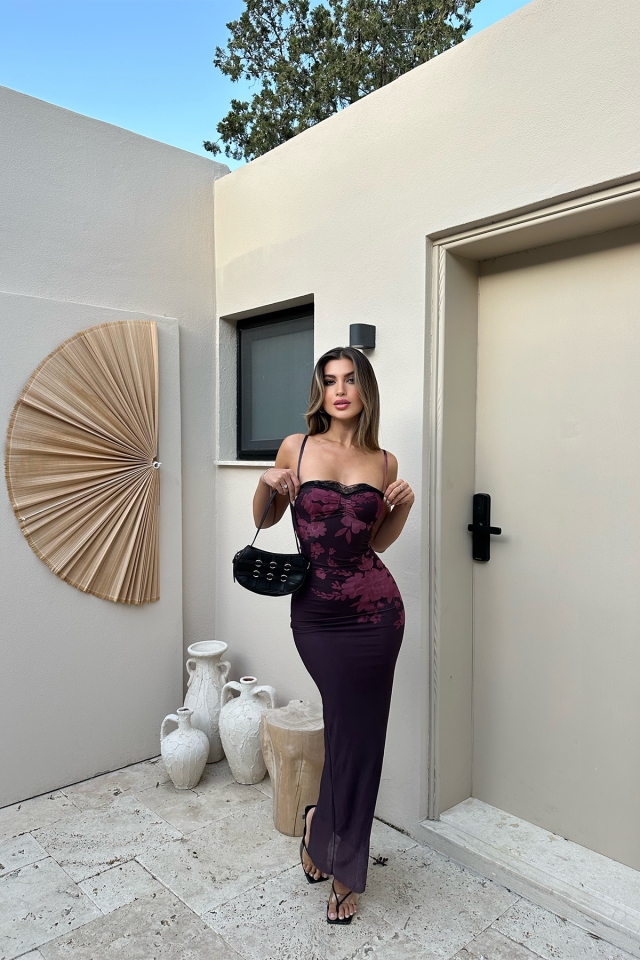 Vişne Çürüğü Askılı Tül Elbise ATE7487