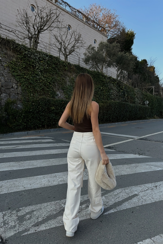 White Cargo Pocket Pants ATE4334