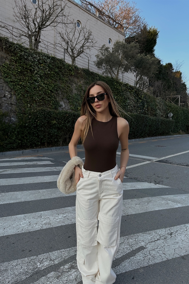 White Cargo Pocket Pants ATE4334