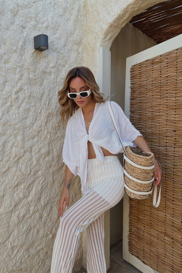 White Knitting Pants AATE1773