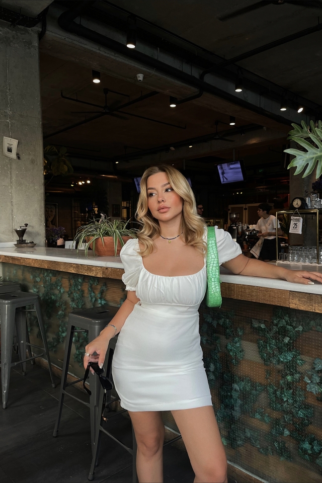 White Laced Mini Dress ATE1725