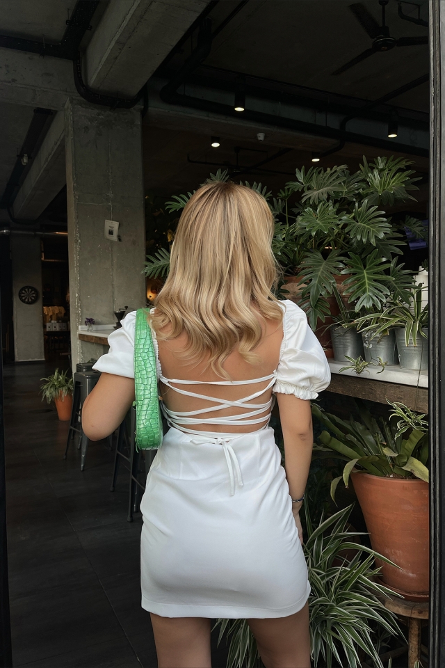 White Laced Mini Dress ATE1725